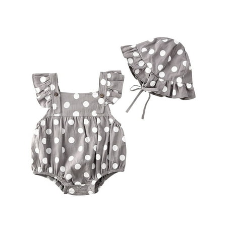 

Dewadbow Newborn Baby Girl Romper Ruffle Tops Jumpsuit Hat Clothes Outfit