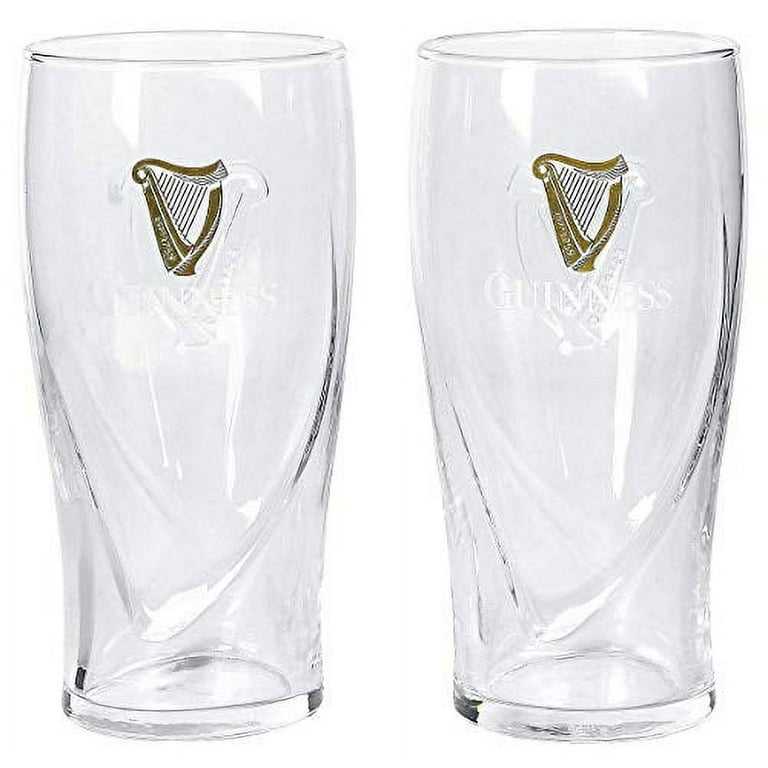 Official Guinness Glasses 4 Pack With Embossed Harp Logo Design