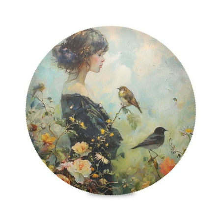 

Round Plate Mat 15.4x15.4 Inchesx6 Placemat Table Mat Kitchen Mat Coffee Mat Fabric Thick Strong Wear-Resistant Heat Resistance Beauty in Painting