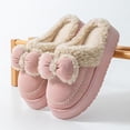 thumbnail image 1 of Slippers for Women,Cozy Slippers For Winter Shoes With Bow And Design Warm Lined Indoor Outdoor Comfort,Womens Slippers,Pink,7, 1 of 3