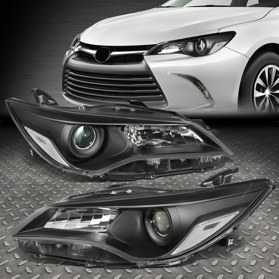 NUVISION for 15-17 Toyota Camry Black Housing Clear Corner Projector Headlight Headlamps