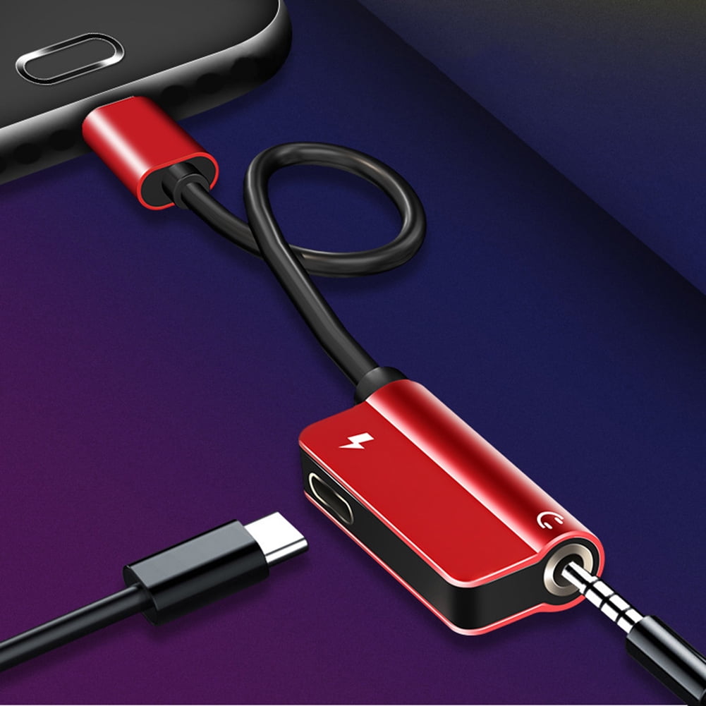 Farfi 2 in 1 TypeC to 3.5mm Jack Audio Earphone Headphone Charging