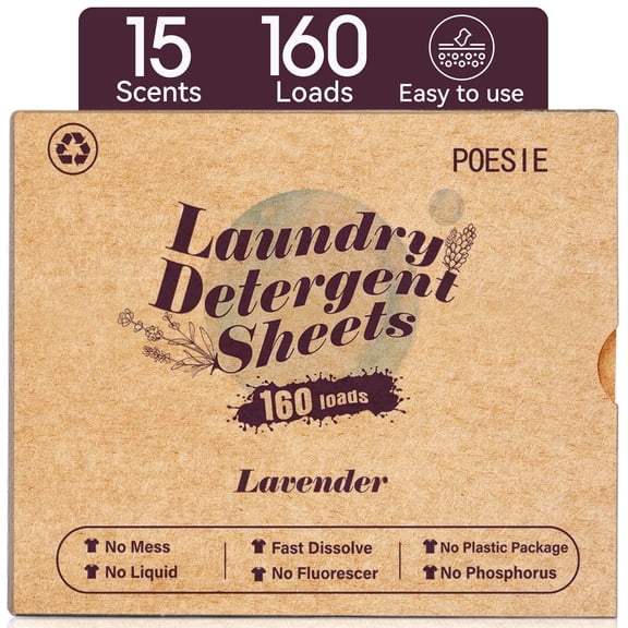 Poesie Laundry Detergent Sheets, Lavender Scent, High Efficiency, 160 Count, 1 Pack