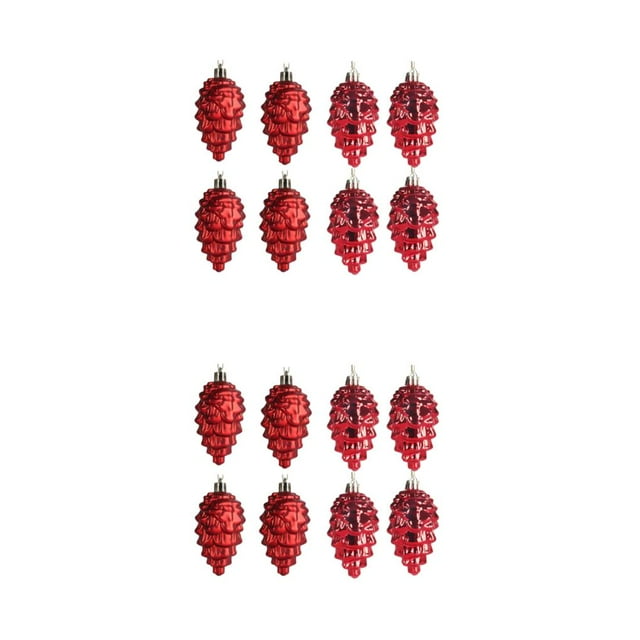 Guardoinrt 8pieces Add Festive Touch With Pine Cones Pendant For Tree Decoration Plastic Pine Tree Hanging ABS Plastic Pine Cones Red 2Set