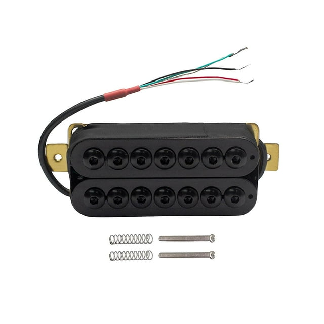 TISHITA Double Coil Pickup Set 4P Prewired High Output Low Noise Humbucker for 7 Strings Neck Black