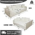 thumbnail image 3 of AENKYO Corduroy Modular Cloud Sofa, 104.3" 4-Seater Deep Seat Sectional Couch with Oversized Chaise Lounge, Living Room Sofa Sleeper, Corduroy Beige, 3 of 9