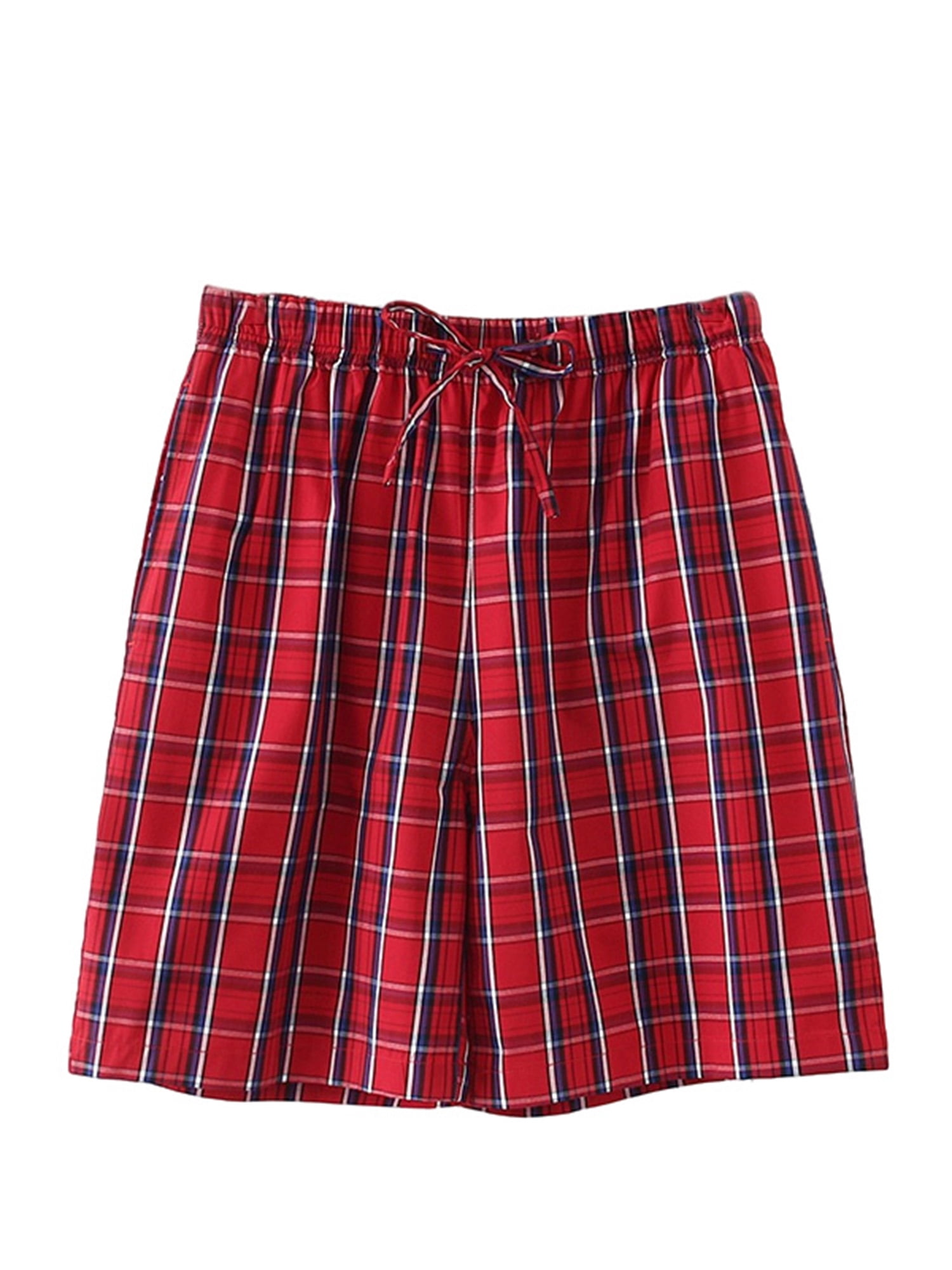 Wrcnote Mens Pajama Shorts Plaid Bottom Elastic Waist Sleepwear Home