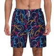 thumbnail image 2 of Picia Multicolor Bowling pattern Mens Swim Trunks with Compression Liner Stretch Beach Shorts Quick Dry with Zipper Pockets No-Chafing Board Shorts-Small, 2 of 9