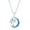 Blue-Opal, variant on Palm Tree, Created Blue Opal Crescent Moon 16+2” Pendant Necklace Sterling Silver Jewelry for Women or Teens