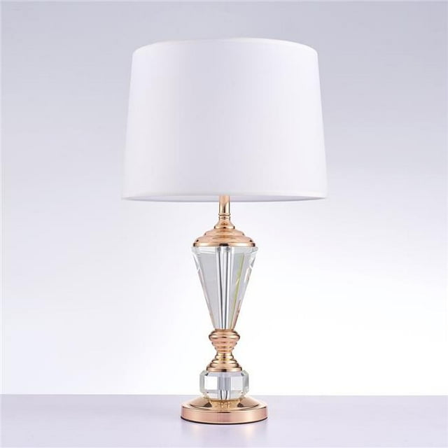 Pasargad Home PMT-14 Luxus Metal & Crystal Table Lamp Lights, White & Clear