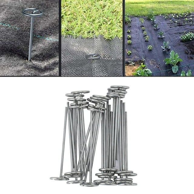GALVANIZED CIRCLE TOP LANDSCAPE PINS 30PCS G SHAPE STAKES FOR BIRD NETTING TENTS