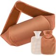 thumbnail image 1 of Bolsa de agua caliente de 1 l con funda suave para la cintura para aliviar el dolor de espalda, cuello, manos y pies, marrón, 1 of 5