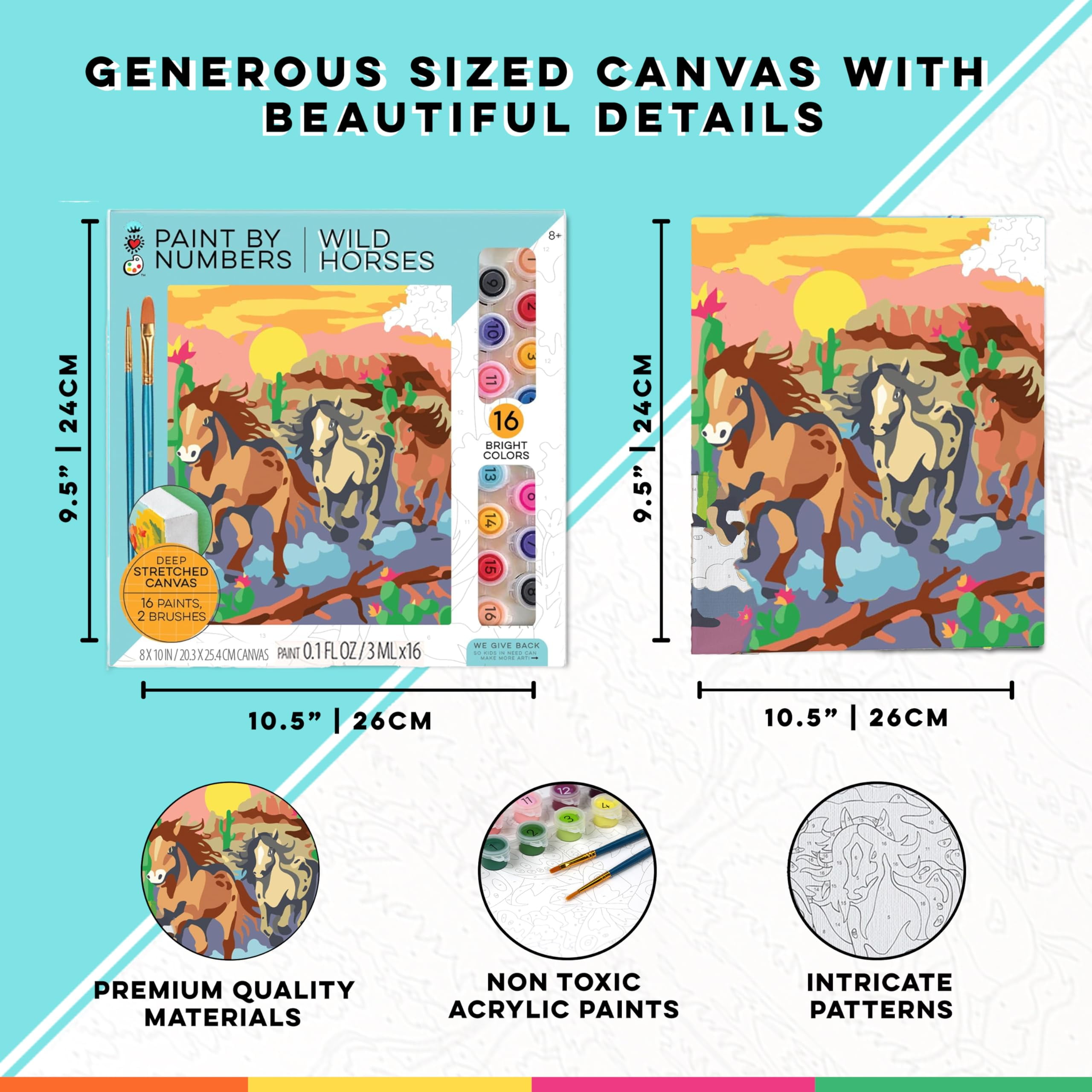 Bright Stripes iHeartArt Paint By Number Kit - Wild Horses