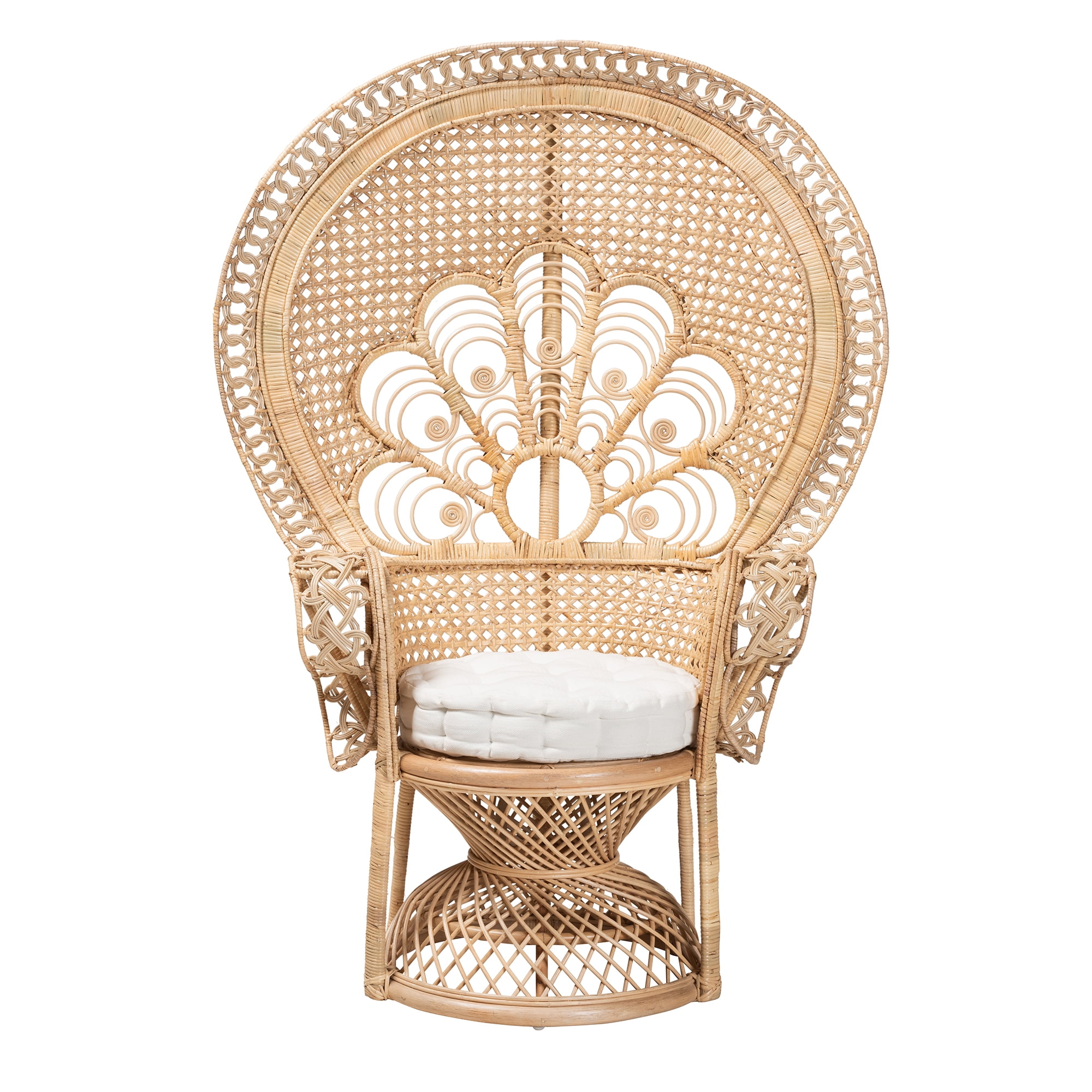 bali & pari Ediva Rattan BOHO Peacock Chair, Natural Brown