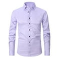 thumbnail image 2 of Blusa y camisa de manga larga con cuello vuelto para hombre, informal, con botones, lisa, de manga larga, transpirable, de poliéster, 2 of 6
