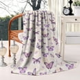 thumbnail image 2 of Beige Butterfly Pattern Blanket,Comfortable Soft Lamb Wool Throw Blanket,All Season,Warm Lightweight Blankets for Sofa Bed Couch Living Room Chair,40"x50", 2 of 4