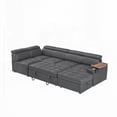 thumbnail image 4 of Modern Grey Fabric Sectional Sofa with Storage Ottoman (220×80×75cm), 4 of 12
