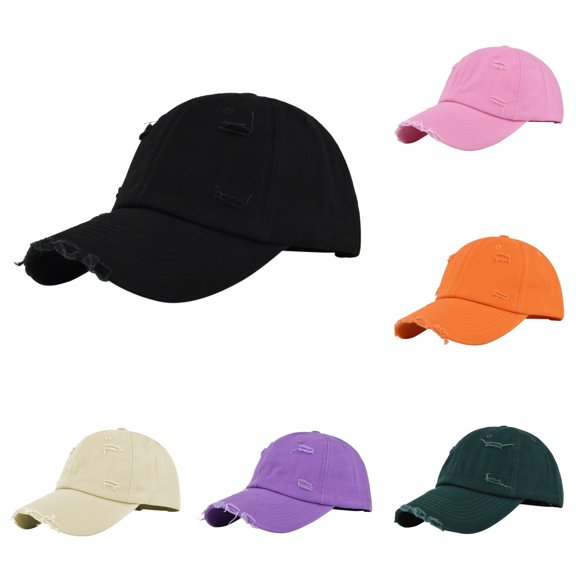 XIAOCHA Womens Distressed Ripped Baseball Cap Adjustable Hat Band Outdoor Dad Hat,Black