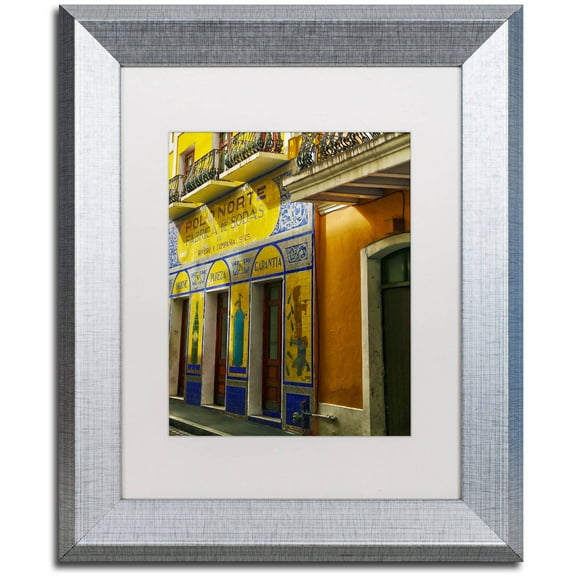 Trademark Fine Art "Old San Juan 4" Canvas Art by CATeyes, White Matte, Silver Frame