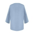 thumbnail image 5 of Odbmxy Cotton Womens Shirt Summer 3/4 Sleeve Ladies Tops Workout Loose Daytime Striped Casual Tops,Blue L, 5 of 5