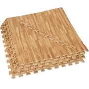 NEW EVA Foam Exercise Mats - 16 Square Foot Light Wood Grain Interlocking Mats