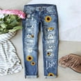 thumbnail image 2 of Womens Jeans New Street Printed Perforated Straight Relaxed Fit Durable Daily Breathable Trendy Cropped Blue Denim Shorts Sizes 2XL, 2 of 4