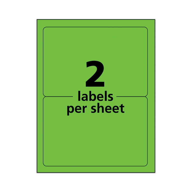 High-Visibility Permanent Laser ID Labels, 5.5 x 8.5, Neon Green, 200/Box High-Visibility Permanent Laser ID Labels, 5.5 x 8.5, Neon Green, 200/Box