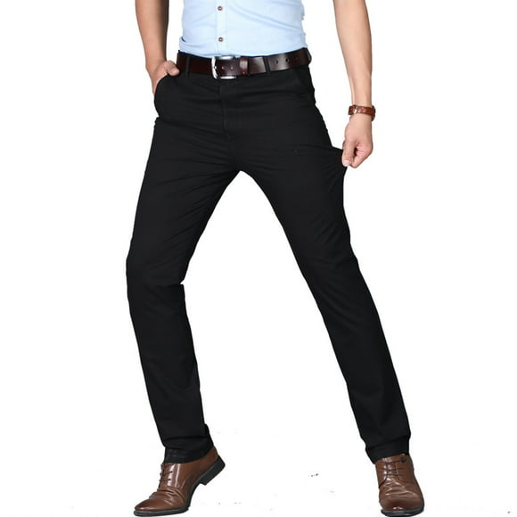OmicGot Pantalon Décontracté pour Homme Taille Haute Pantalon de Complet Pur pour Homme Coton Affaires Bureau Mince Droit Tube Ample Pantalon pour Hommes d'Âge Moyen 29-42