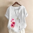 thumbnail image 4 of Camisetas de Manga Corta para las Mujeres Impreso Botón de Manga Corta Camiseta Blusa Poliéster, Ropa Casual Mirar Superior para las Mujeres, 4 of 4