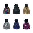 thumbnail image 5 of Winter Hat Unisex Acrylic Cap Ins Gold Silver Hiking Snowshoeing Girls Beanise Skiing Simple Warm New Purple Metallic, 5 of 10