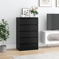 thumbnail image 1 of Homfa Commode Haute à 5 Tiroirs, Armoire de Rangement Moderne en Bois Table de Nuit pour Chambre à Coucher pour Salon, Noir, 1 of 9
