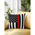 thumbnail image 2 of Outdoor Pillows Waterproof, Red American Flag Bedding Throw Pillows with Insert for Couch Sofa Bed, Black White Striped US Flag Stars 18x18 Inch Pillowcases Decorative Camping Patio Pillow Set of 1, 2 of 8