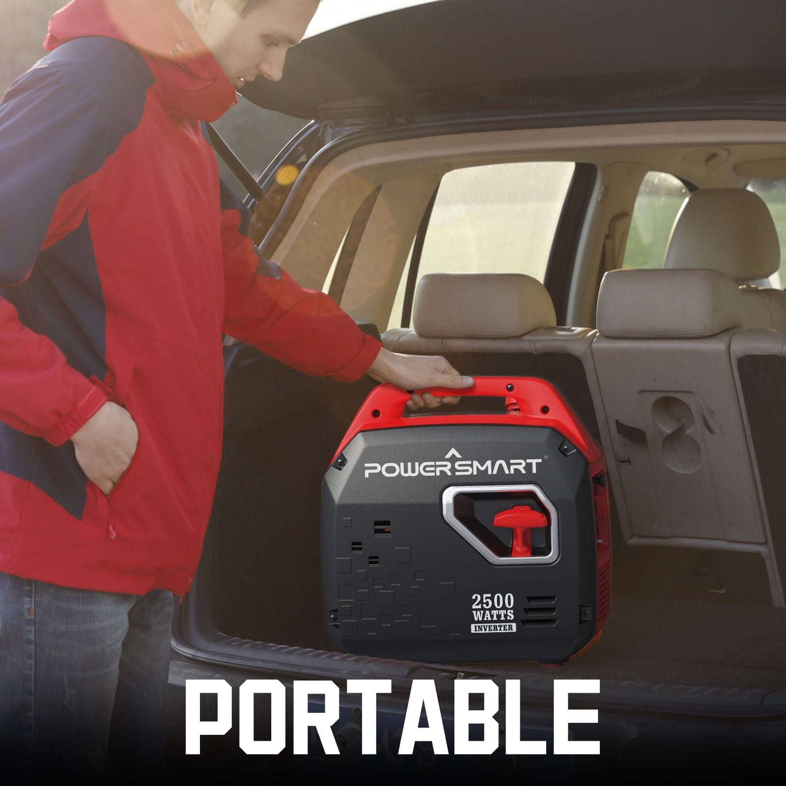 PowerSmart 2500-Watt Portable Inverter Generator, 1900 Rated Watts, Super Quiet 56 dBA, Lightweight 39 lbs, EPA & CARB Compliant for Camping, Home Backup
