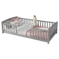 thumbnail image 6 of Alvantor Twin Size Floor Bed with Entrance and Guardrails – Low Montessori Wood Bed Frame for Toddlers, Grey, 6 of 7