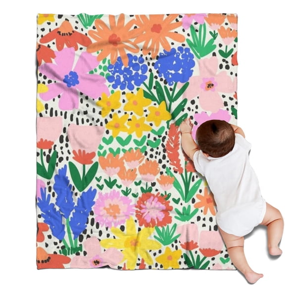 Pioneer Flower Floral Print Pattern Blanket,Comfortable Soft Flannel Throw Blanket,All Season,Warm Lightweight Blankets for Sofa Bed Couch Living Room Chair,30"x40"