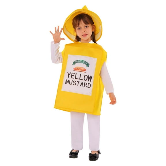 FYEGRE Elegant Kids Halloween Food Theme Outfit Role Play Dress For School Party Performance And Stage Show Yellow 3-4 Years
