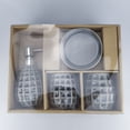 thumbnail image 3 of QualitChoice 4 Pec,Ceramic Empty Lotion Bottle Included, Hand Soap Holder, And Sturdy, To Clean, Shock-Resistant, Kitchens, Living Blue 4-piece set, 3 of 6