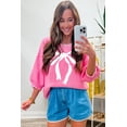 thumbnail image 3 of Sachet Pink Bow Print Drop Shoulder Sweater – Casual Summer Style for Women, XL, 3 of 10