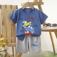 thumbnail image 4 of TOWED22 Infant Toddler Girls Boys 2 Piece Outfits Print Short Sleeve Round Neck T-Shirt Top Cotton Shorts Sets Clothes(Navy,18-24 M), 4 of 4