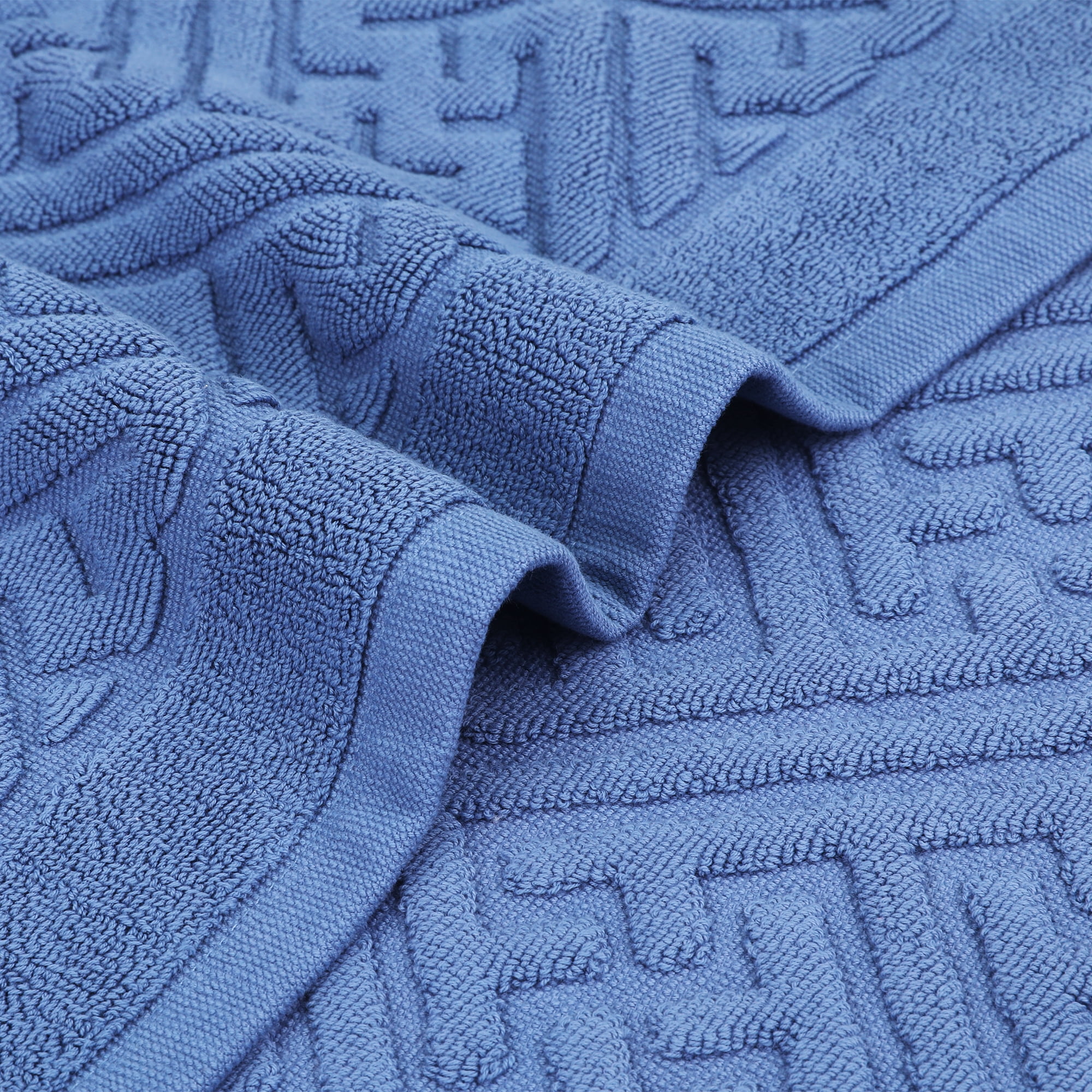 Unique Bargains Luxury Bath Mat Cotton Absorbent Hotel Spa Shower Floor Towel Blue