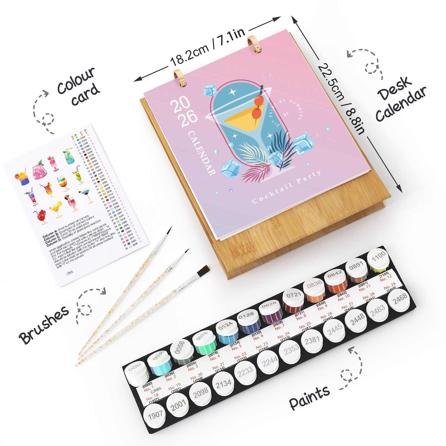 FLOPESN 2026 Desk Calendar DIY Digital Oil Painting Craft Kit, 7.1*8.8 in Paper Calendar with Special Drills for Home Office Decor