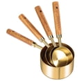thumbnail image 1 of Tazas y cucharas medidoras 8 unidades, mango de madera con medidas métricas y estadounidenses, acero inoxidable, para cocinar y hornear, 1 of 6