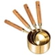 thumbnail image 1 of Tazas y cucharas medidoras 8 unidades, mango de madera con medidas métricas y estadounidenses, acero inoxidable, para cocinar y hornear, 1 of 6