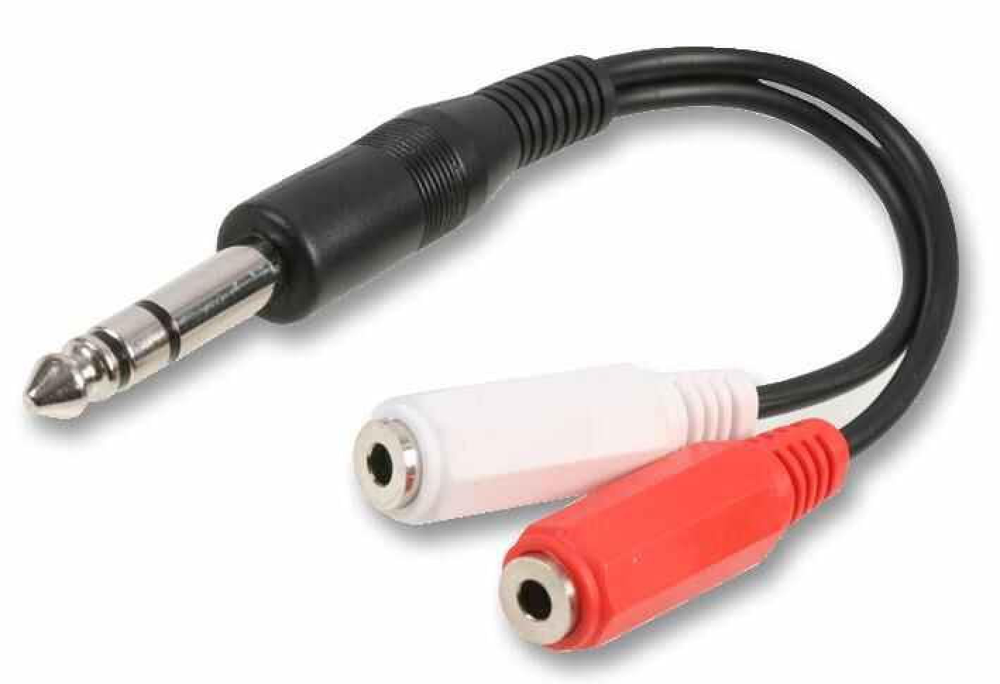 PRO SIGNAL 6.35mm (1/4") Stereo Jack Plug to 2x 3.5mm Stereo Jack Lead