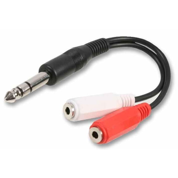PRO SIGNAL 6.35mm (1/4") Stereo Jack Plug to 2x 3.5mm Stereo Jack Lead 150mm