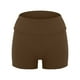 thumbnail image 2 of Gibobby Short Deportivo Pantalones deportivos de cintura alta para mujer, pantalón liso, a la moda(Marrón, L), 2 of 5