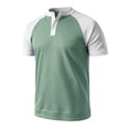 thumbnail image 5 of Umfun Men Short Sleeve Raglan Waffle Henley Shirt Color Block Two Tone with Three Button Placket Soft Breathable for Casual Daily Streetwear, 5 of 8