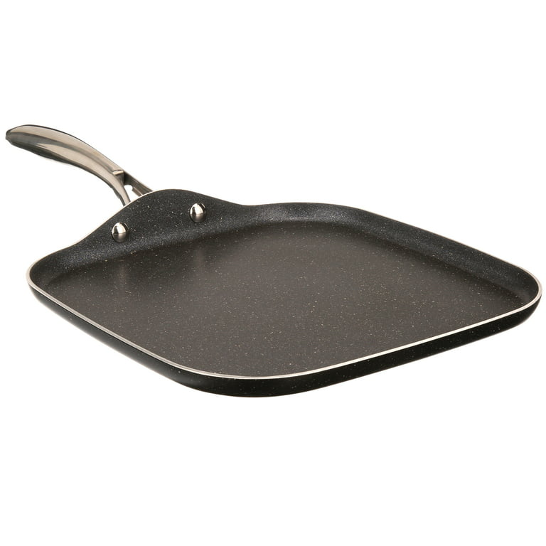 Granitestone 2 Pack Nonstick 10.5” Grill Pan/Flat Griddle Pan for