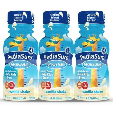 PediaSure Grow & Gain Nutrition Shake For Kids, Vanilla, 8 fl oz (Pack of 6)