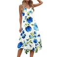 thumbnail image 5 of Womens Sleeveless Floral Dress Summer Casual Sundress Handkerchief Hem A Line Swing Beach Midi Dress, 5 of 7